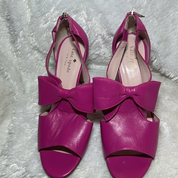 Kate Spade Imelda Zip Back Pink Fuschia Bow High Heel Size 8 1/2 - Picture 3 of 9
